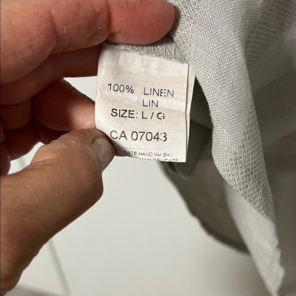 BELLAMBIA NWOT Gray Silver Linen Striped Midi Dress Made In Italy, Size L - Picture 13 of 14